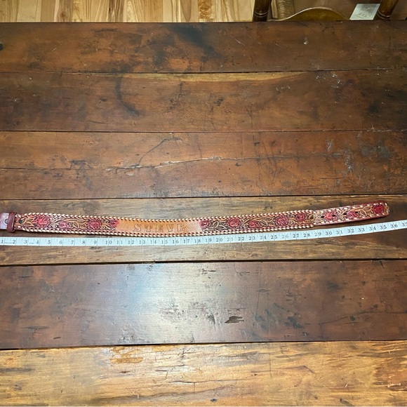 Western Vintage Tooled Leather Belt “Steve” Stamped On Center Back - size - Picture 4 of 7